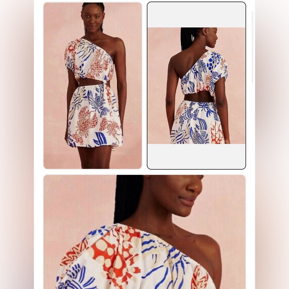 Farm Rio NWT! Mixed lobsters off white mini dress with cute flattering cut-out